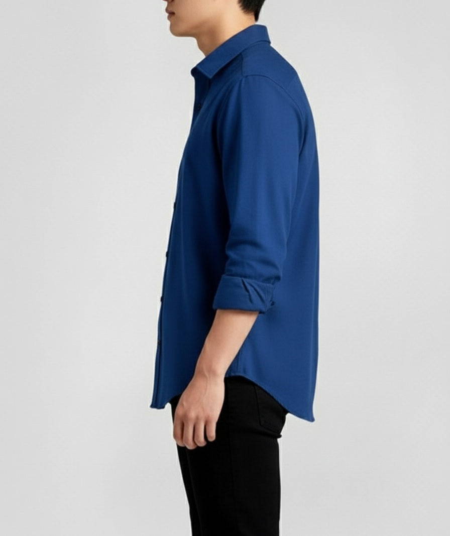 Premium Royal Blue Solid Cotton Shirt – Comfort Fit