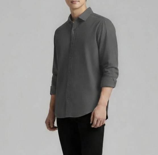 The Charcoal Gray Textured Button-Down Shirt