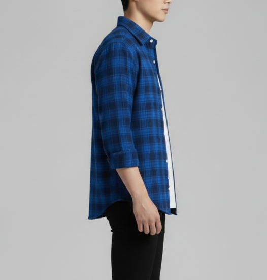 Deep Blue Premium Check Shirt – S to XXL (Soft Flannel Look • Overshirt Style)