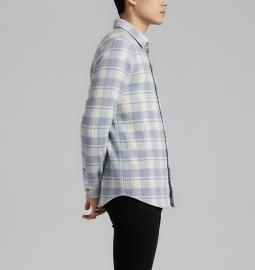 Pastel Ice Blue & Cream Premium Check Shirt – S to XXL (Soft Flannel Look)