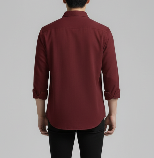The Sophisticated Deep Red Button-Down Shirt
