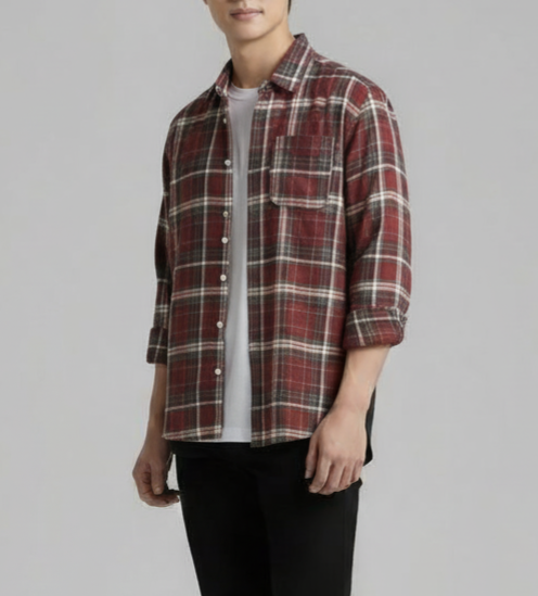 Urban Plaid Flannel Shirt Brick