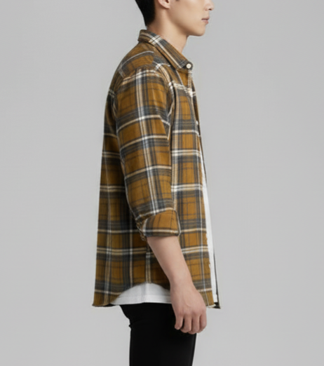 The Urban Plaid Flannel Shirt - Mustard & Grey