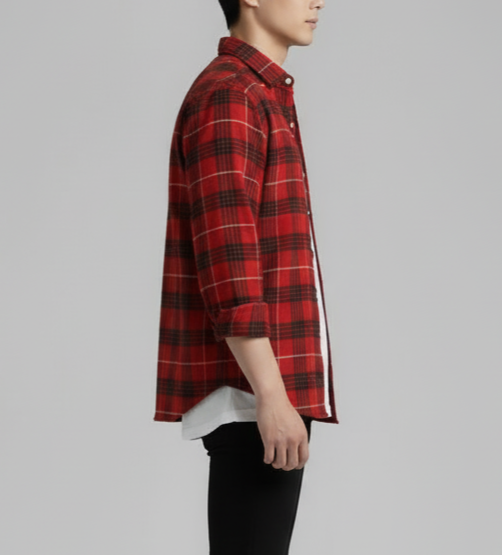 Urban Plaid Flannel Shirt - Red/Black