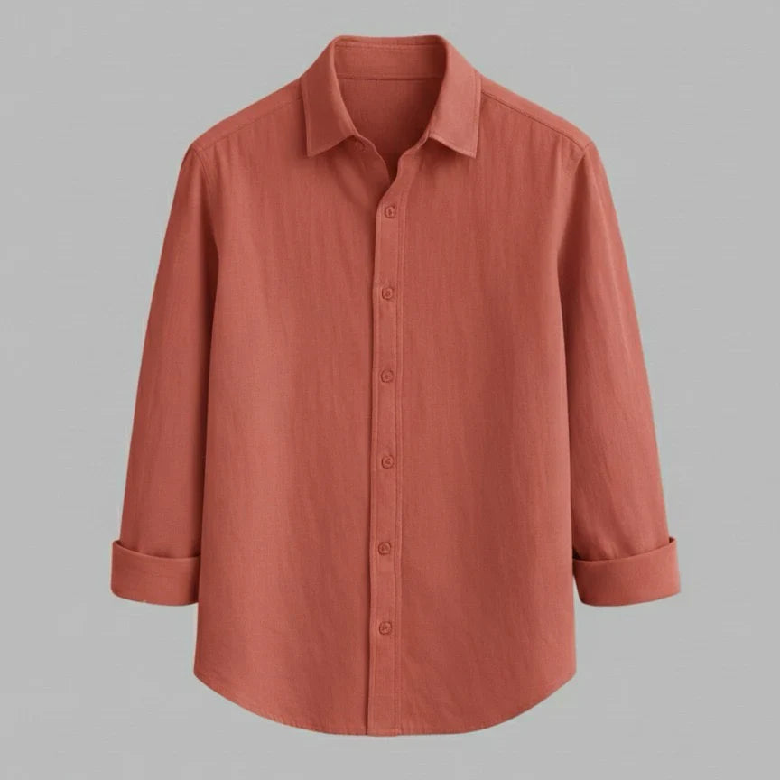 Light Pink Full-Sleeve Cotton Shirt for Men