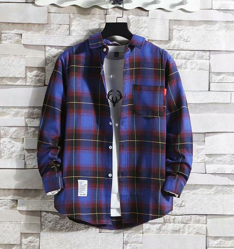 Urban Plaid Flannel Shirt - Royal Blue/Black