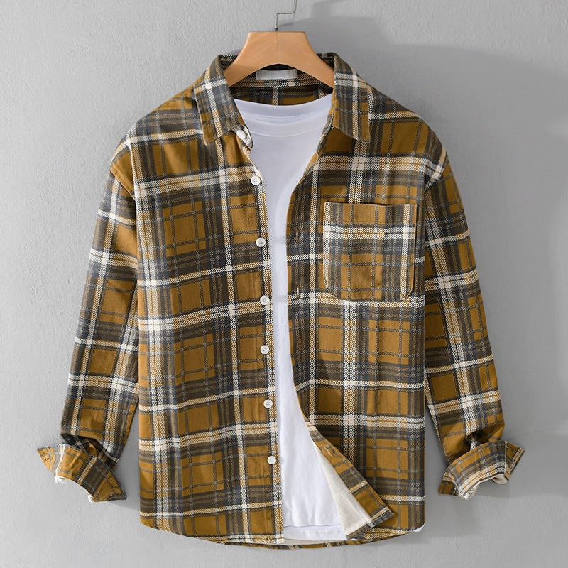 The Urban Plaid Flannel Shirt - Mustard & Grey