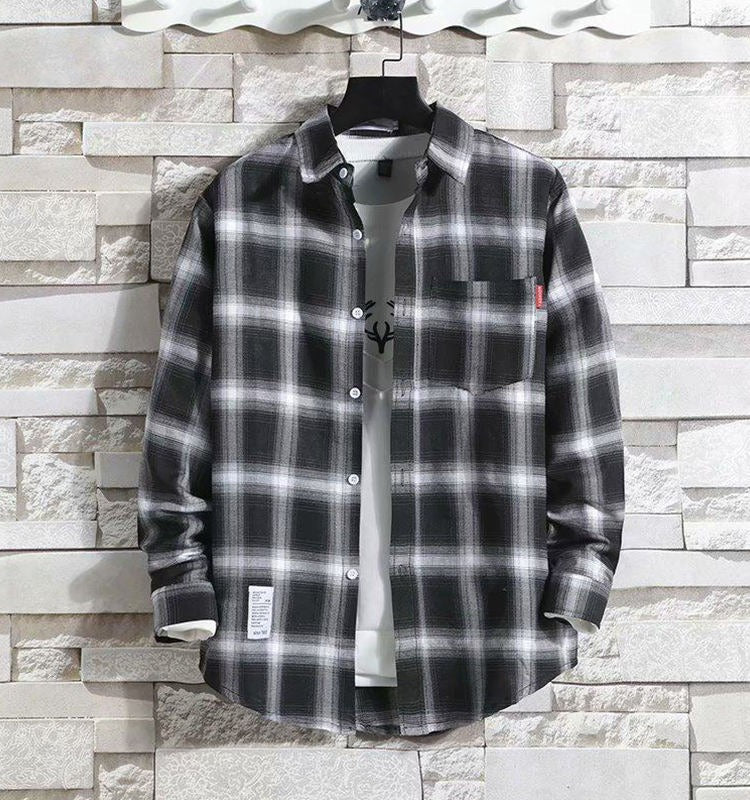 Urban Plaid Flannel Shirt - Black/White
