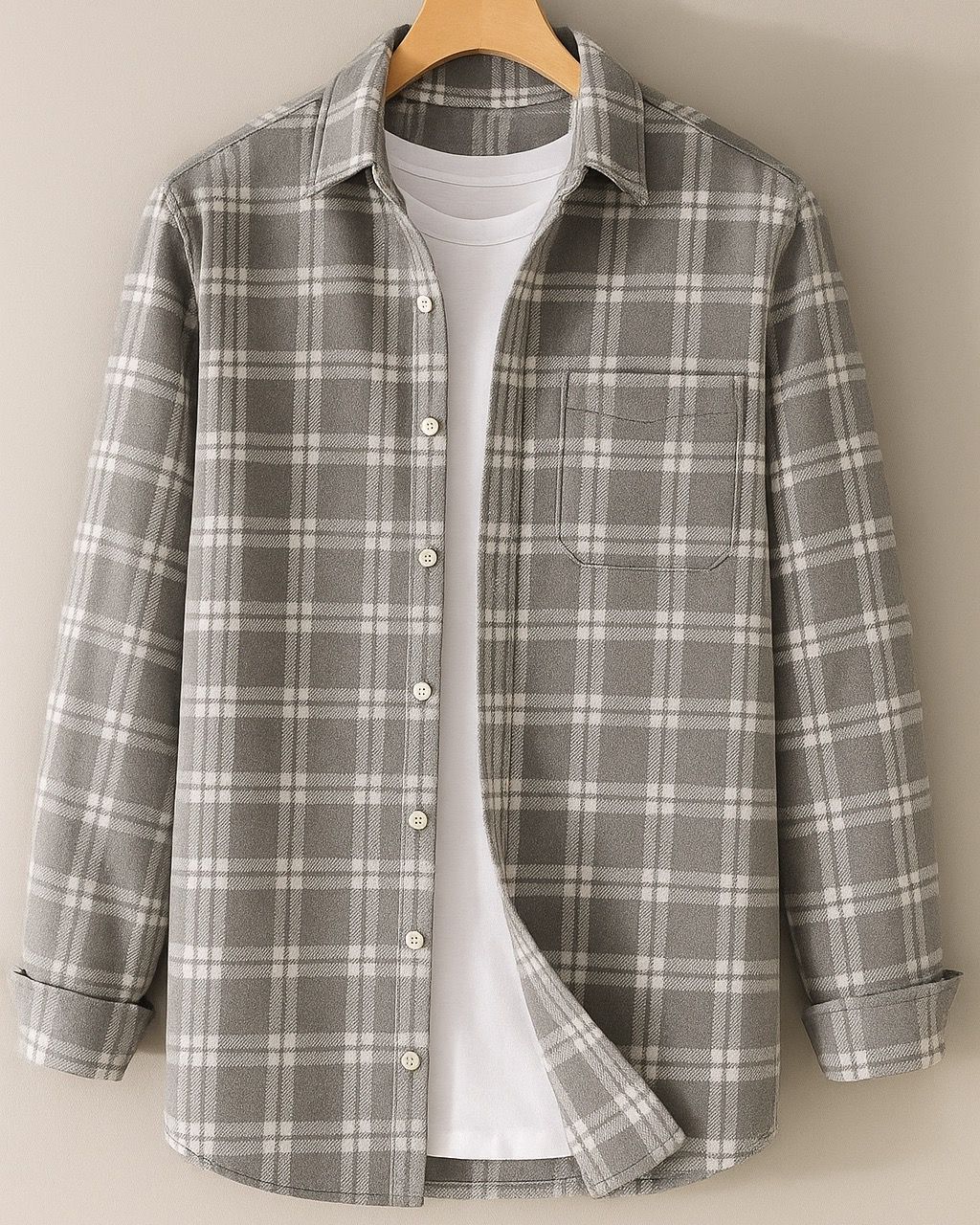 Classic Grey & White Premium Check Shirt – S to XXL (Soft Flannel Look)