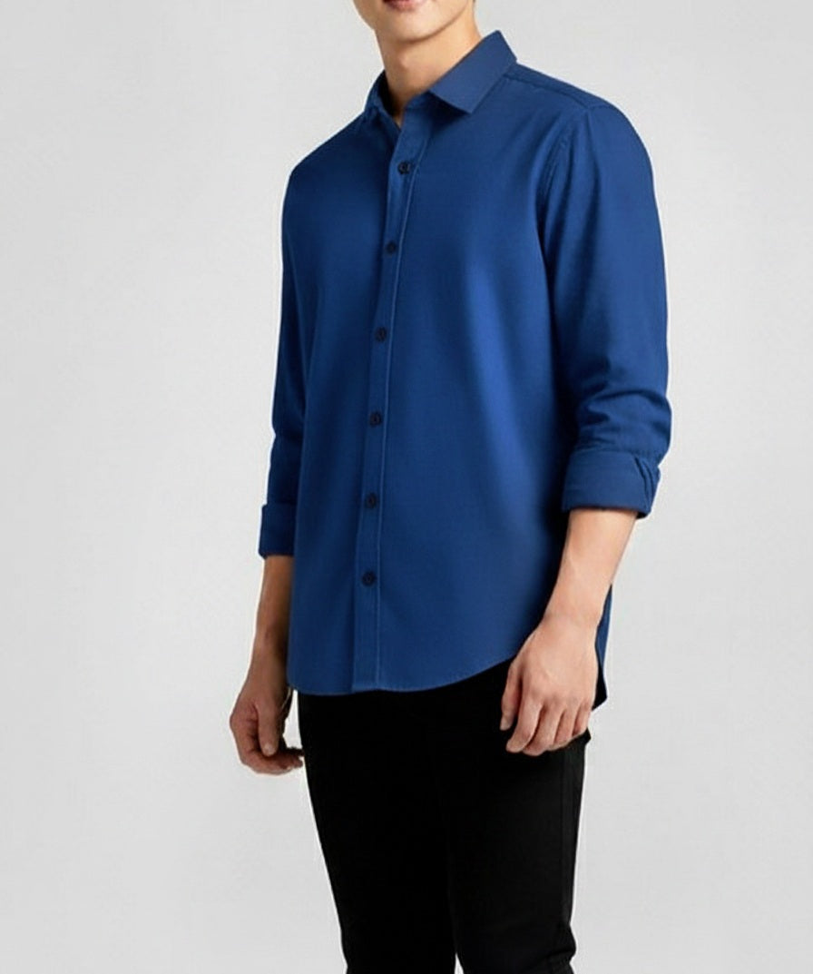 Premium Royal Blue Solid Cotton Shirt – Comfort Fit